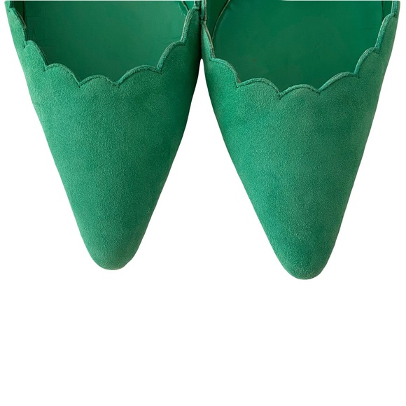 Manolo Blahnik Srilasca Suede Mint Green Scalloped Kitten Heel 36.6 6.5 - Picture 3 of 7